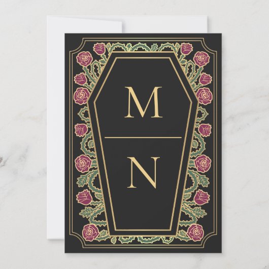 Till Death Do Us Part Roos Black Gothic Wedding Kaart (Achterkant)