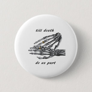Till Death Do Us Part Skeleton Hands (Cream) -klas Ronde Button 5,7 Cm