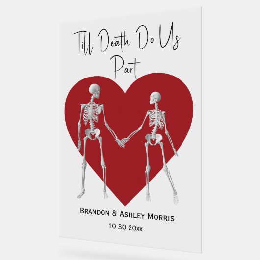 Till Death Do Us Part Skeleton Wedding Rood Welkom Acryl Bord (Hoek)