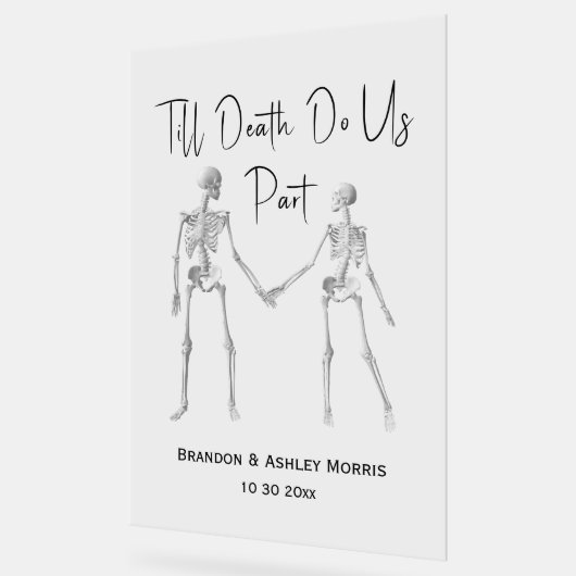 Till Death Do Us Part Skeleton Wedding Welkom Acryl Bord (Hoek)
