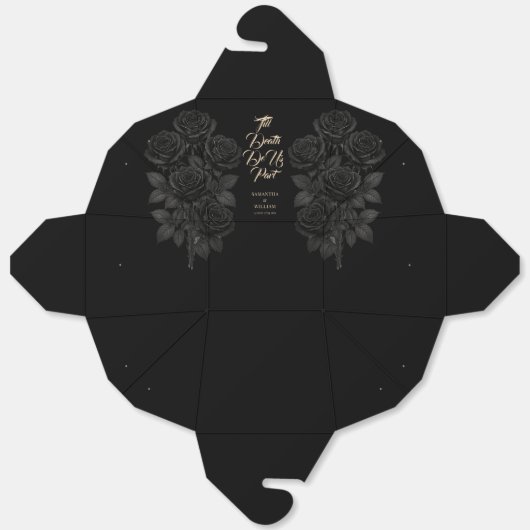 Till Death Do Us Part Zwarte Roos bruiloft Bedankdoosjes (Ongevouwen)