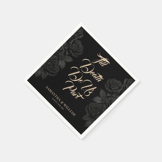 Till Death Do Us Part Zwarte Roos bruiloft Servet (Hoek)