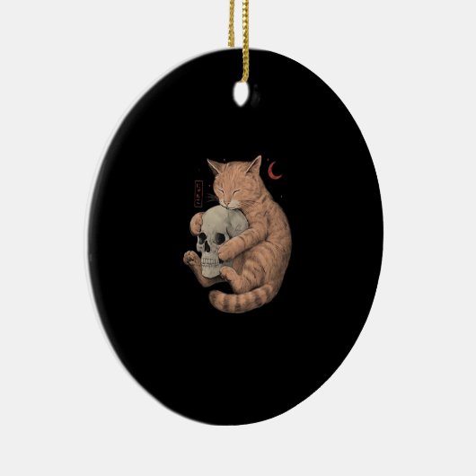 Till Death Do Us Party Kattenschedel Klassiek Keramisch Ornament (Rechts)