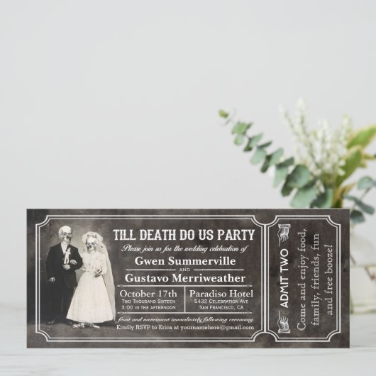 Till Death Do Us Party Mariage Ticket Invitations (Debout devant)