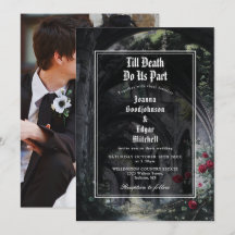 Till Death Gothic Ruins Roses Floral Photo Wedding
