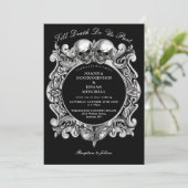 Till Death Gothic Skulls Fotobruiloft Kaart (Staand voorkant)