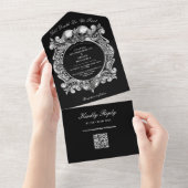 Till Death Gothic Skulls QR Code Huwelijk All In One Uitnodiging (Afscheurbaar)