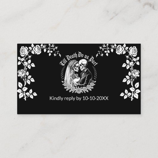 Till Death Gothic Wedding Black Website QR Code Informatiekaartje (Achterkant)