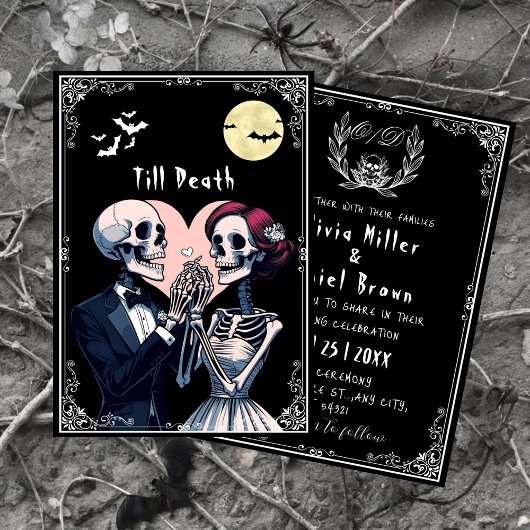 Till Death" Halloween Gothic Skeleton Wedding Kaart