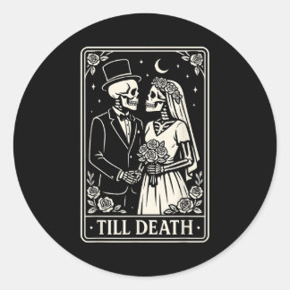 Till Death Skeleton Love Couples Gothic Wedding Br Ronde Sticker