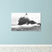 Tillamook, vuurtoren van Oregon nabij het zeeopper Canvas Afdruk (Insitu (Houten vloer))