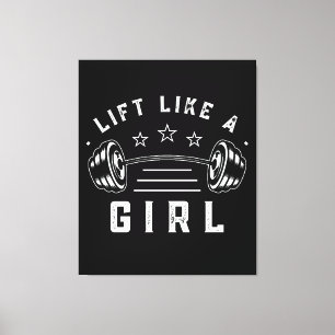 Tillen Als een Meisje Gym Quote Canvas Afdruk