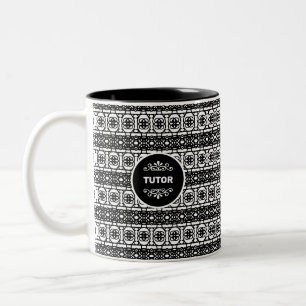 Tiller on Stylish Abstract Pattern in Black & Whit Tweekleurige Koffiemok