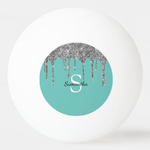 Tilver Zilver Glitter Sparkel Drips Monogram Naam Pingpongballen