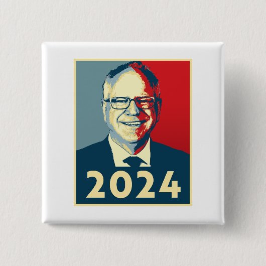Tim Walz 2024 Vierkante Button 5,1 Cm (Voorkant)