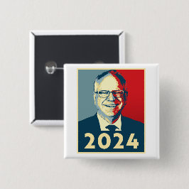 Tim Walz 2024 Vierkante Button 5,1 Cm