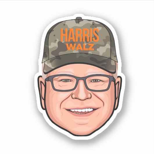 Tim Walz Camouflage Pet Sticker (Voorkant)