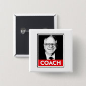 Tim Walz COACH Vierkante Button 5,1 Cm (Voorkant /achterkant)