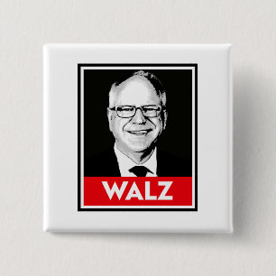Tim Walz Fan Club Vierkante Button 5,1 Cm