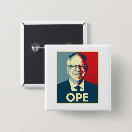 Tim Walz OPE Vierkante Button 5,1 Cm (Voorkant /achterkant)