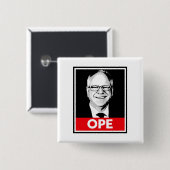 Tim Walz OPE Vierkante Button 5,1 Cm (Voorkant /achterkant)