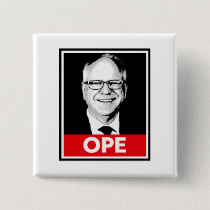 Tim Walz OPE Vierkante Button 5,1 Cm