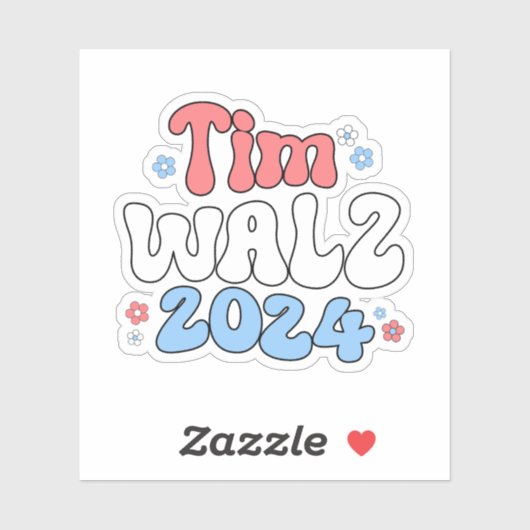 Tim Walz Retro Hippie Style Sticker (Vel)