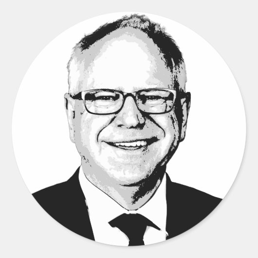 Tim Walz Ronde Sticker (Voorkant)