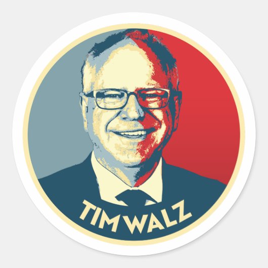 Tim Walz Ronde Sticker (Voorkant)
