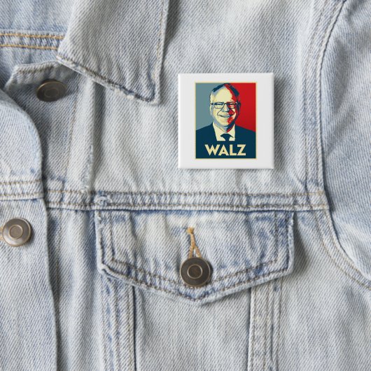 Tim Walz Vierkante Button 5,1 Cm (In situ)
