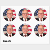 Tim Walz voor Amerika Ronde Sticker (Vel)
