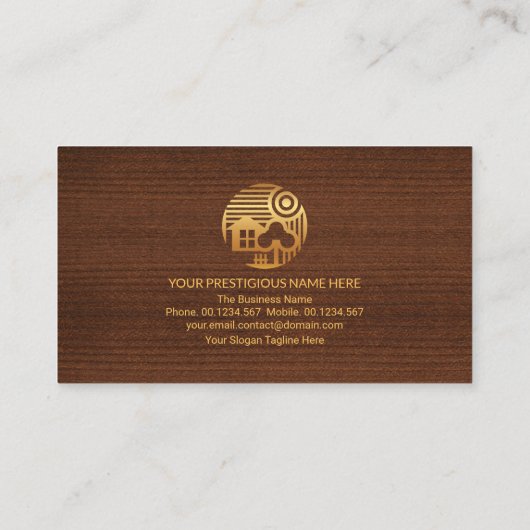 Timber Grain Texture Gold Home Handyman Carpenter Visitekaartje (Achterkant)