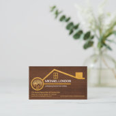 Timber Grain Texture Gold Home Handyman Carpenter Visitekaartje (Staand voorkant)