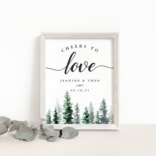 Timber Grove Cheers to Love Wedding Sign Poster
