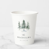 Timber Grove Evergreen Forest Wedding Favor Papieren Bekers (Voorkant)