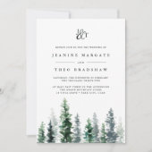 Timber Grove | Faire-part de mariage à monogramme (Devant)