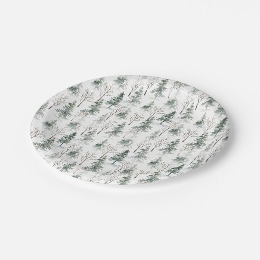 Timber Grove Groene Bos Patroon Papieren Bordje (Gekanteld)