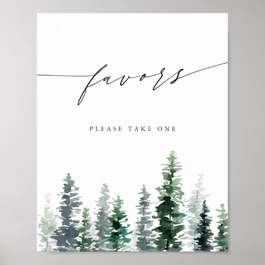 Timber Grove | Pine Forest Favors Sign Poster (Voorkant)