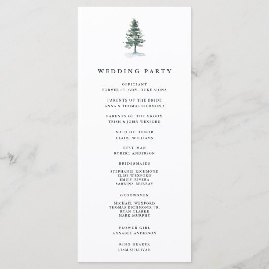 Timber Grove Wedding Ceremony Program Programma (Achterkant)