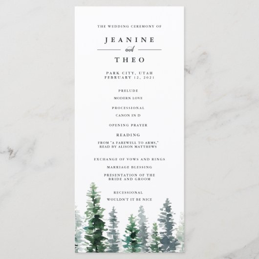 Timber Grove Wedding Ceremony Program Programma (Voorkant)