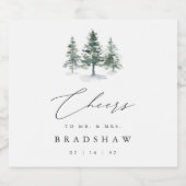 Timber Grove | Winter Evergreen Huwelijk Bier Etiket (Enkel label)