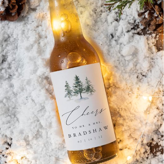 Timber Grove | Winter Evergreen Huwelijk Bier Etiket