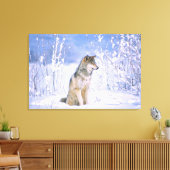 Timber Wolf in de sneeuw, Canis lupus, Canvas Afdruk (Insitu (Woonkamer))