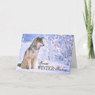 Timber Wolf-vergadering in sneeuw Feestdagen Kaart