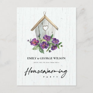 TIMBER WOOD FLORAL BIRD HUUSE HOUSEWARMING Party Briefkaart