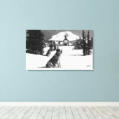 Timberline Lodge en "Lady" de eigenaar Canvas Afdruk (Insitu (Houten vloer))