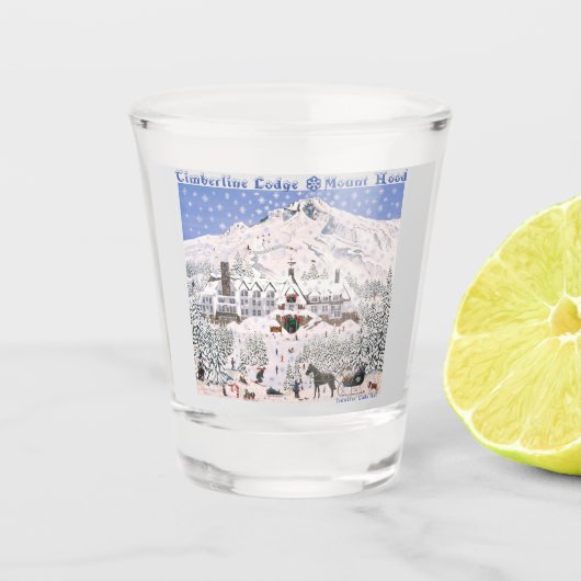 Timberline Lodge ~ Mount Hood kussen Shot Glas (Voorkant)