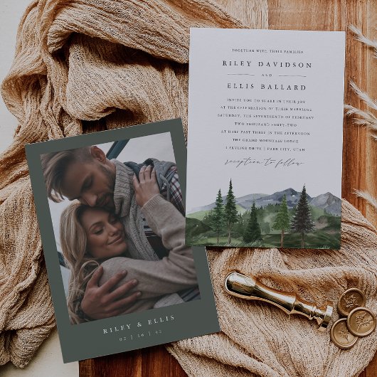 Timberline | Photo Back Forest & Mountain Wedding Kaart