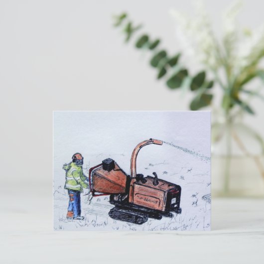 Timberwolf-houtchipper Briefkaart (Staand voorkant)