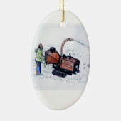 Timberwolf-houtchipper Keramisch Ornament (Rechts)